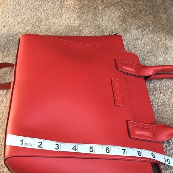 Vera Bradley dark orangish red faux leather zippered satchel. - Picture 10 of 12